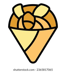 Vector de contorno de icono de maíz. Restaurante Roll. Color de sopa de menú plano