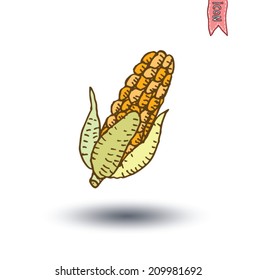 corn, Food icons set, vector illustration. 
