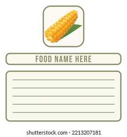 Corn Food Name Label Sticker Simple Vector, Snack Label Information, Drink Label Packaging, Dessert Pudding Information