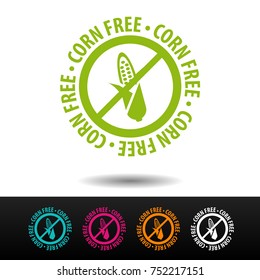 Corn free badge, logo, icon. Flat vector illustration on white background. Can be used business company.