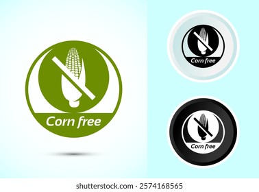 Corn free icon design illustration. Natural products, allergens, Food Intolerance