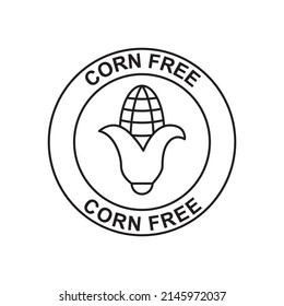 Corn free label icon in black line style icon, style isolated on white background