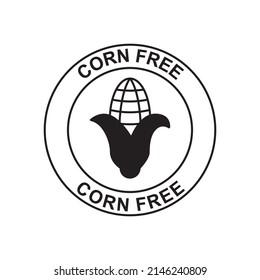 Corn free label icon in black flat glyph, filled style isolated on white background