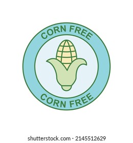 Corn free label icon in color icon, isolated on white background 