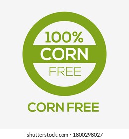 (Corn free) label sign, vector illustration.