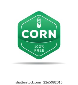 (Corn free) label sign, vector illustration.