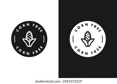 Corn free, label, sticker or symbol. Corn free icon sign. Diet concept. Healthy eating. Natural and organic foods.