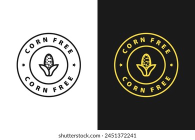 Corn free, label, sticker or symbol. Corn free icon sign. Diet concept. Healthy eating. Natural and organic foods.