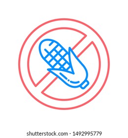Corn free line color icon. Allergenic ingredient. Food intolerance. Sign for web page, mobile app, button, logo. Vector isolated button. Editable stroke.