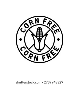Corn free stamp icon, circle, prohibition sign, illustration