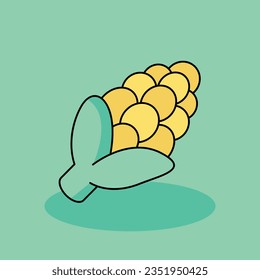 Corn Free vector cartoon icon illustration.Lunchtime Signs and Texts icon concept isolated . flat cartoon style