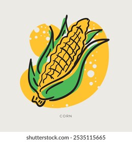 Corn, freehand-style drawing in Doodle style.