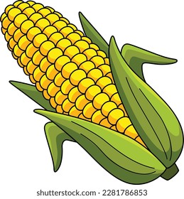 Corn Fruit Cartoon Colored Clipart Illustration