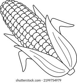 Corn Fruit Isolated Coloring Page for Kids