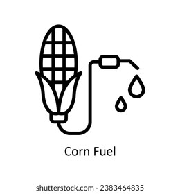 Ilustración de diseño del contorno del vector del combustible de maíz. Símbolo del archivo EPS 10 de fondo blanco 