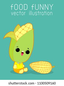 corn funny cartoon poster design icon, food funny Vector illustration