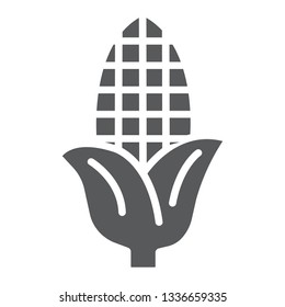 Corn glyph icon, farm and harvest, sweetcorn sign, vector graphics, a solid pattern on a white background, eps 10.