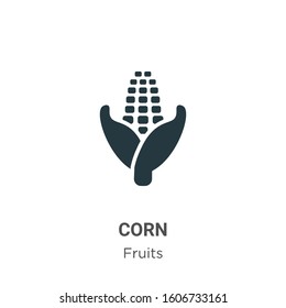 Corn glyph icon vector on white background. Flat vector corn icon symbol sign from modern fruits collection for mobile concept and web apps design.