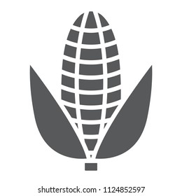 Corn glyph icon, vegetable and diet, maize sign, vector graphics, a solid pattern on a white background, eps 10.