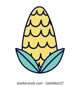 corn grain fresh food cartoon icon style design vector illustration
