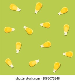 Corn grain. Seamless pattern at green background. Natural food. EPS10 vector illustration.
