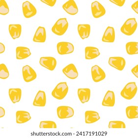 Corn grains. Autumn vegetables. Seamless pattern in vector. Suitable for backgrounds and prints.