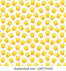 Corn grains on a transparent background.Vector seamless pattern of yellow corn kernels on a transparent background.