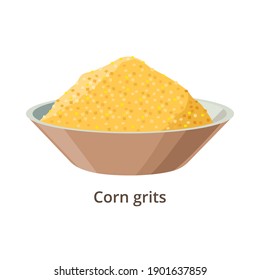 Corn grits - vector illustration in flat design isolated on white background