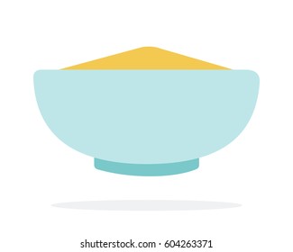 Corn groats in a deep dish vector flat material design isolated on white