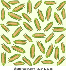 Corn hand drawn vector seamless pattern, Corn seamless pattern design