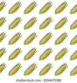 Corn hand drawn vector seamless pattern, Corn seamless pattern design