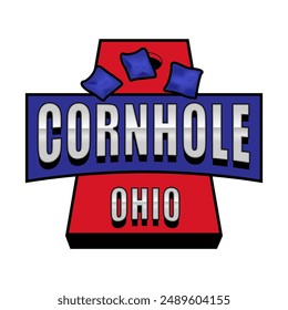 Corn Hole Ohio Board Games logo vector illustration. Editable text effect save in graphic style.