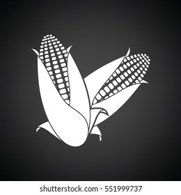 Corn icon. Black background with white. Vector illustration.