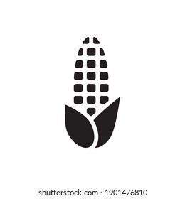 Corn icon, black isolated on white background, vector illustration.