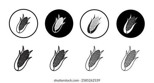 Corn icon Black line art vector logo set