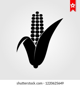 corn icon in black style isolated on white background. corn symbol vector illustration, corn monochrome flat pictogram