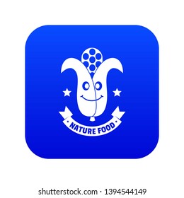 Corn icon blue vector isolated on white background