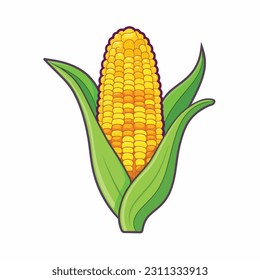 Corn icon in cartoon style isolated on white background. Food symbol vector illustration