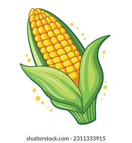 Corn icon in cartoon style isolated on white background. Food symbol vector illustration