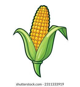 Corn icon in cartoon style isolated on white background. Food symbol vector illustration