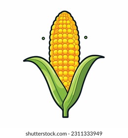 Corn icon in cartoon style isolated on white background. Food symbol vector illustration