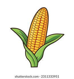 Corn icon in cartoon style isolated on white background. Food symbol vector illustration