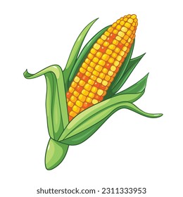 Corn icon in cartoon style isolated on white background. Food symbol vector illustration