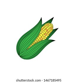 Corn icon in cartoon style. Vector illustration for design and web.