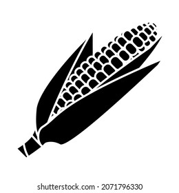 Corn icon. Corn cob icon. Vegetable symbol in glyph style. Fresh farm product. Vector