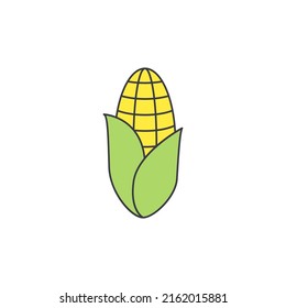 Corn icon in color, isolated on white background 