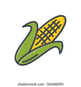 Corn Icon Colored Food Vegetables