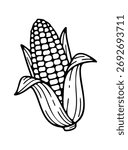 corn icon doodle hand drawn. Outline line drawing clipart symbol. Vector illustration.