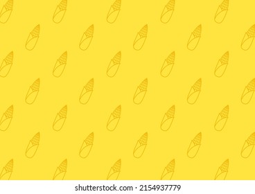 Corn icon. Corn doodle pattern wallpaper. Corn on yellow background.