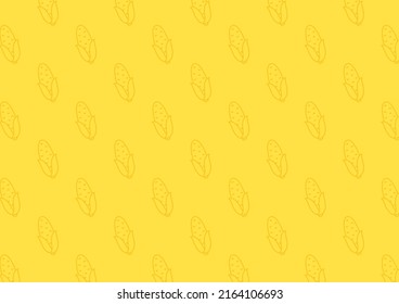 Corn icon. Corn doodle pattern wallpaper. Corn on yellow background.